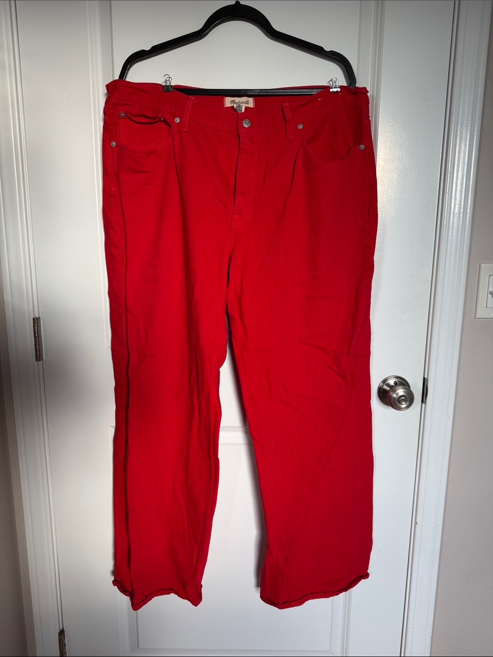 Madewell Women’s low slung baggy Jeans in Bright Red